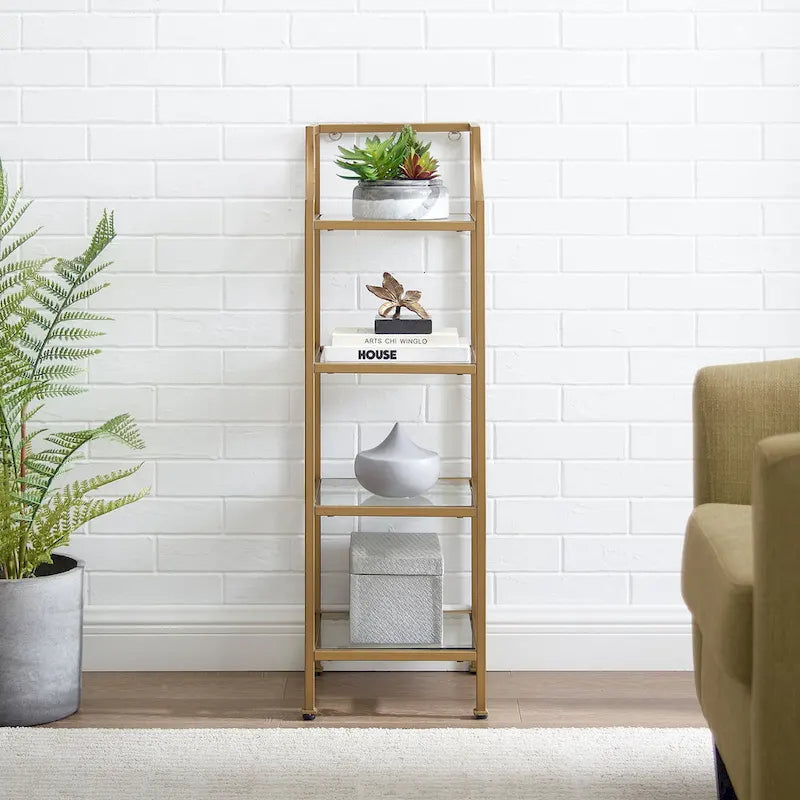 Étagère à Structure en Acier et Tablettes en Verre - 12,5 larg. x 12,5 prof. x 40 haut.