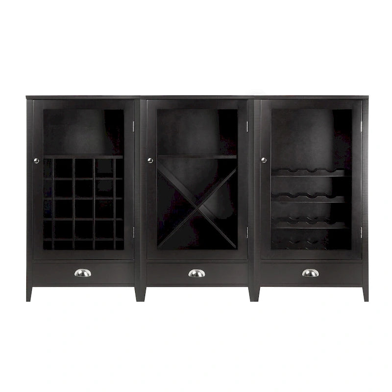 Ensemble meuble à vin modulaire 3 pièces, Espresso - 22.64 x 15.75 x 40 pouces