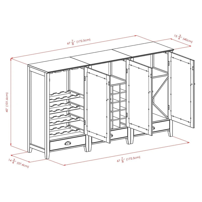 Ensemble meuble à vin modulaire 3 pièces, Espresso - 22.64 x 15.75 x 40 pouces