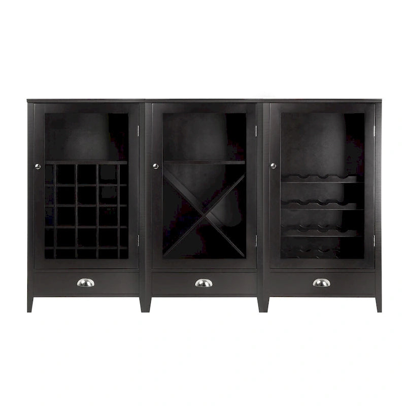 Ensemble meuble à vin modulaire 3 pièces, Espresso - 22.64 x 15.75 x 40 pouces
