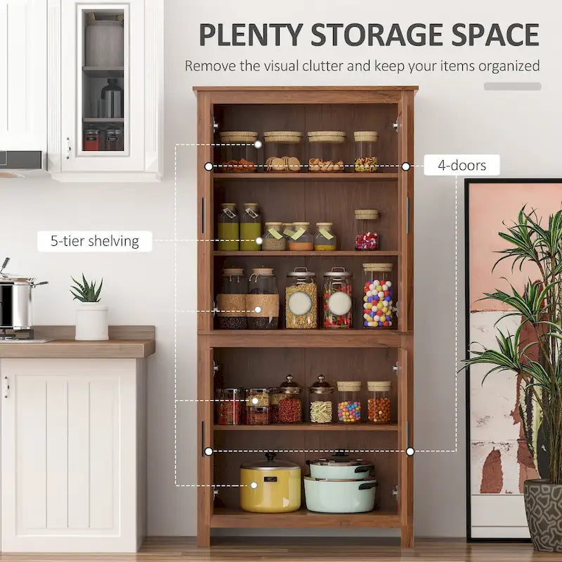 Armoire de rangement de cuisine à 4 portes de 162 cm avec 3 étagères réglables