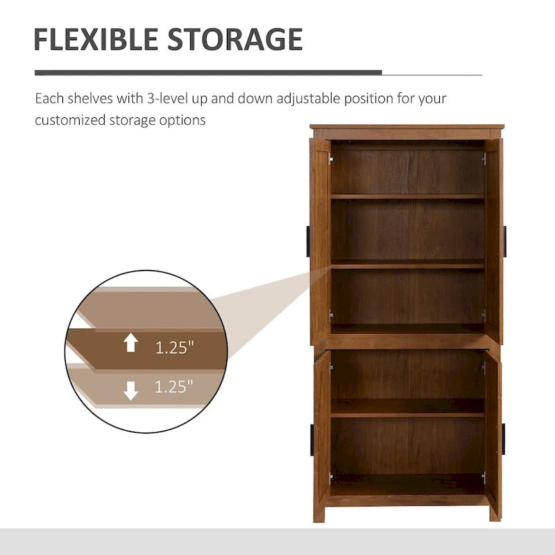 Armoire de rangement de cuisine à 4 portes de 162 cm avec 3 étagères réglables