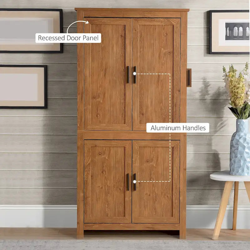Armoire de rangement de cuisine à 4 portes de 162 cm avec 3 étagères réglables