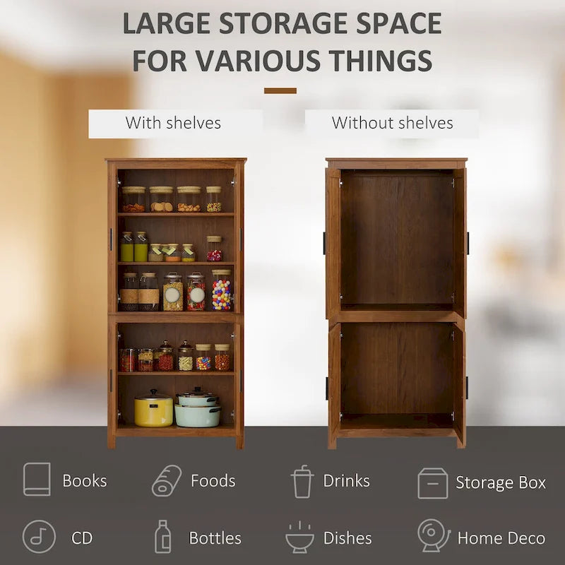 Armoire de rangement de cuisine à 4 portes de 162 cm avec 3 étagères réglables