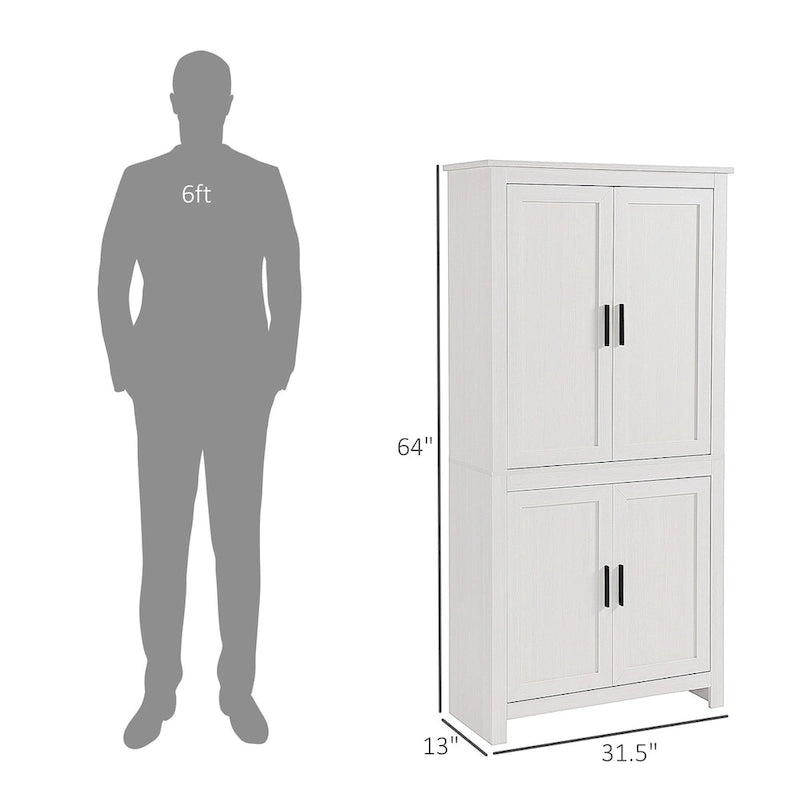 Armoire de rangement de cuisine à 4 portes de 162 cm avec 3 étagères réglables