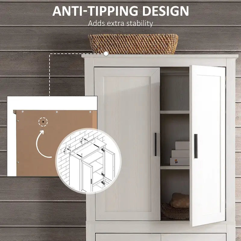 Armoire de rangement de cuisine à 4 portes de 162 cm avec 3 étagères réglables