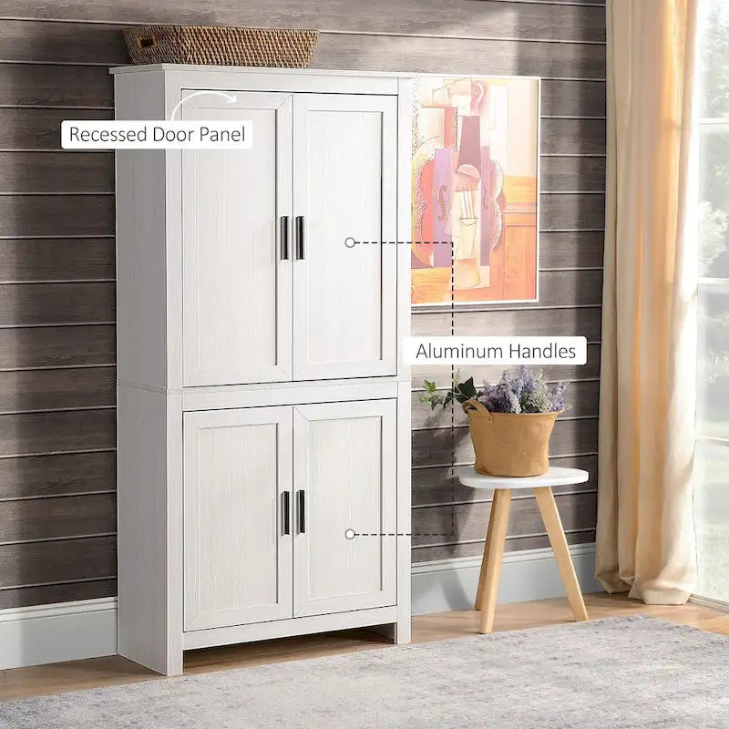 Armoire de rangement de cuisine à 4 portes de 162 cm avec 3 étagères réglables