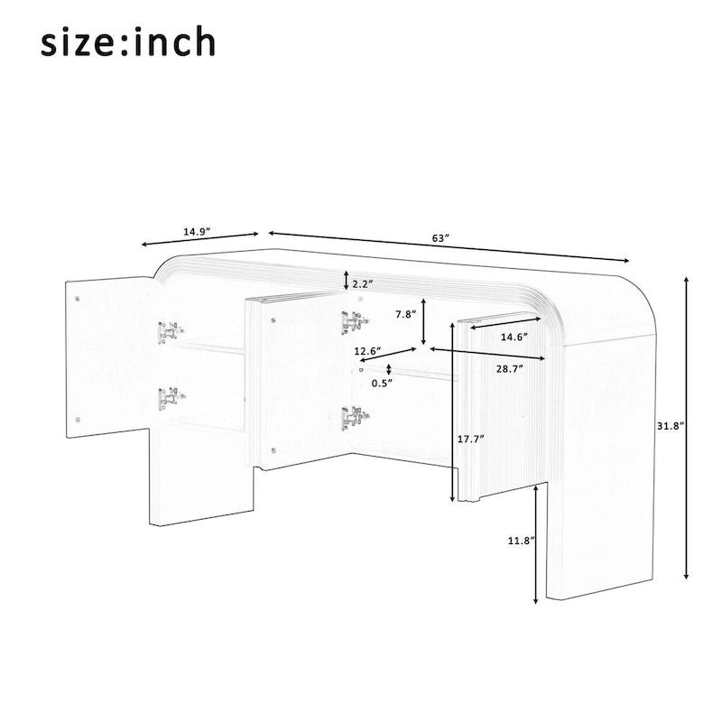 Meuble de rangement en bois à 4 portes pour salon/entrée/couloir