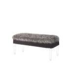 Banc de rangement en fausse fourrure de 42 pouces avec couvercle à charnière et base en acrylique