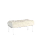 Banc de rangement en fausse fourrure de 42 pouces avec couvercle à charnière et base en acrylique