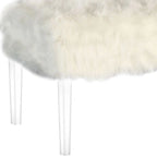 Banc de rangement en fausse fourrure de 42 pouces avec couvercle à charnière et base en acrylique