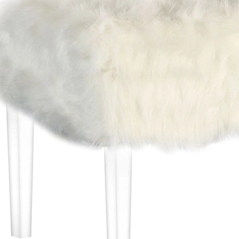 Banc de rangement en fausse fourrure de 42 pouces avec couvercle à charnière et base en acrylique