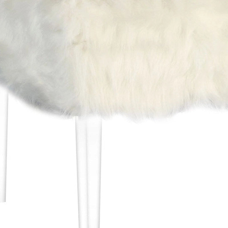 Banc de rangement en fausse fourrure de 42 pouces avec couvercle à charnière et base en acrylique