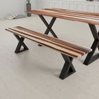 Banc en bois massif avec pieds en métal en X