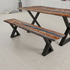 Banc en bois massif avec pieds en métal en X