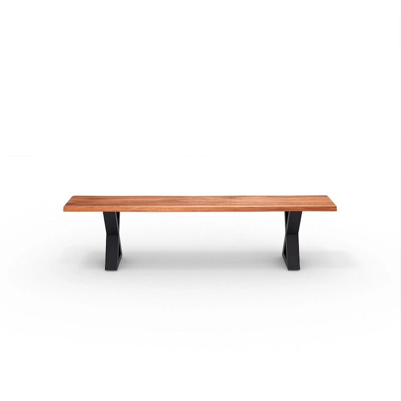 Banc en bois massif avec pieds en métal en X