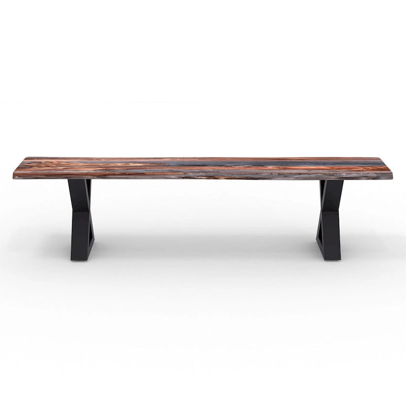Banc en bois massif avec pieds en métal en X