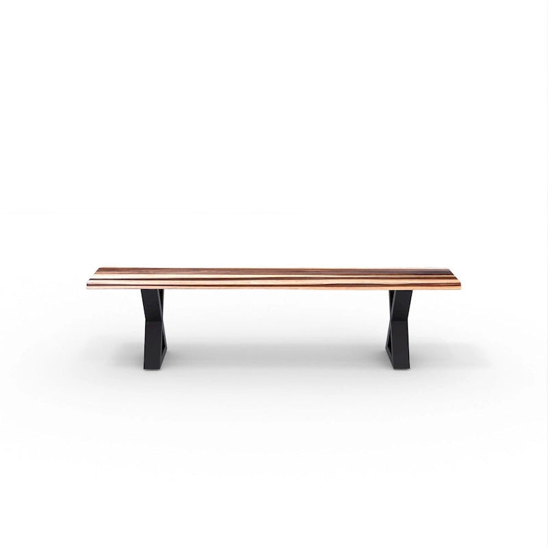 Banc en bois massif avec pieds en métal en X