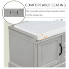 Banc de rangement avec 2 tiroirs, 2 placards et un coussin amovible