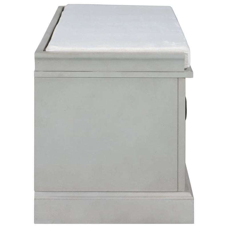Banc de rangement avec 2 tiroirs, 2 placards et un coussin amovible