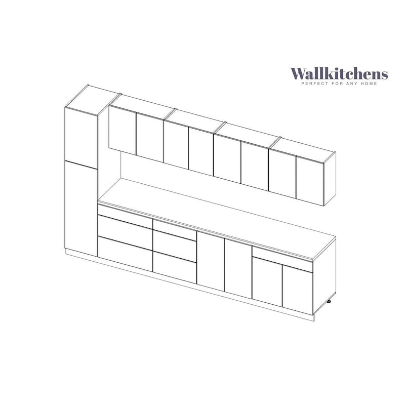 Ensemble de meubles de cuisine modernes – 3,35 m de large, 135x24