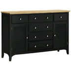 Buffet bahut avec tiroirs de rangement, plateau en bois et étagères réglables, noir