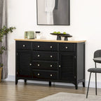 Buffet bahut avec tiroirs de rangement, plateau en bois et étagères réglables, noir