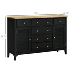 Buffet bahut avec tiroirs de rangement, plateau en bois et étagères réglables, noir