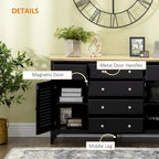 Buffet bahut avec tiroirs de rangement, plateau en bois et étagères réglables, noir