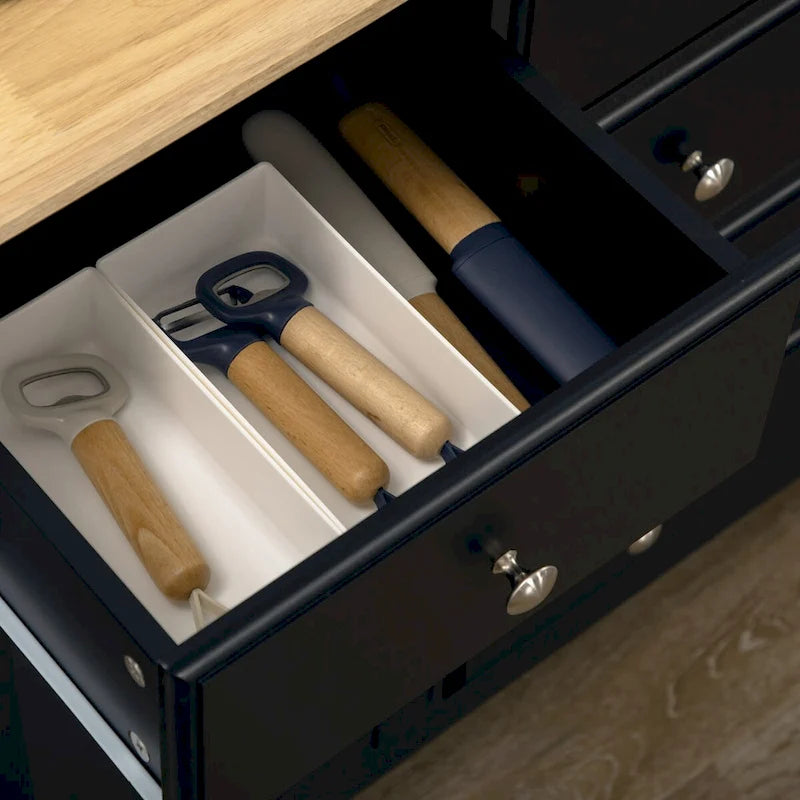 Buffet bahut avec tiroirs de rangement, plateau en bois et étagères réglables, noir