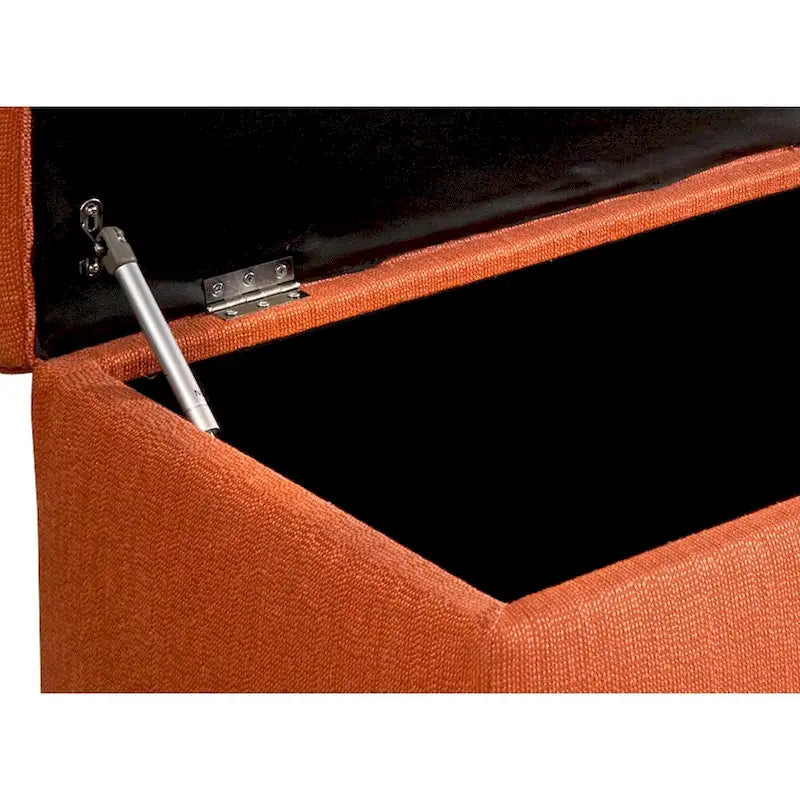 Banc de rangement en lin capitonné avec pieds en bois