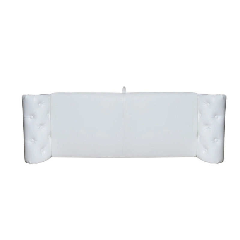 Banc de rangement ottoman avec accoudoirs roulés et capitonnage à boutons
