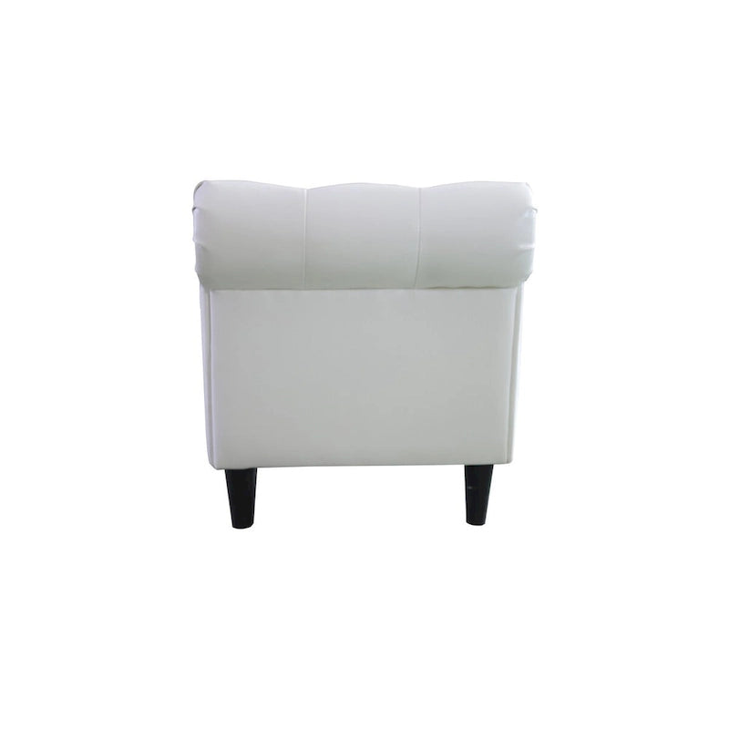 Banc de rangement ottoman avec accoudoirs roulés et capitonnage à boutons