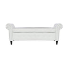 Banc de rangement ottoman avec accoudoirs roulés et capitonnage à boutons