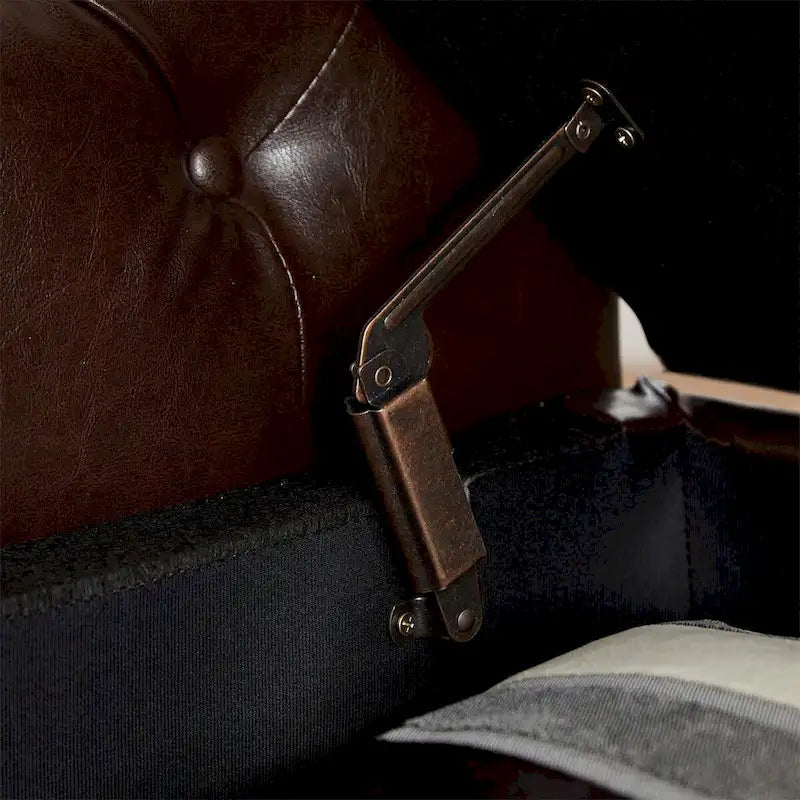 Banc de rangement ottoman avec accoudoirs roulés et capitonnage à boutons