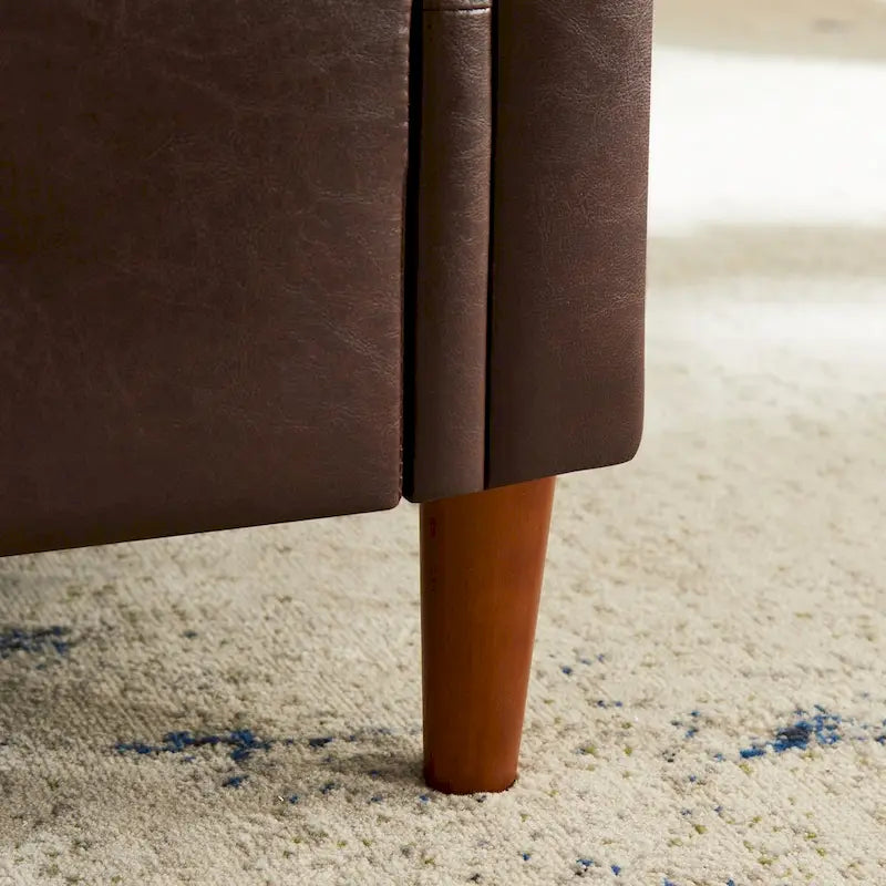 Banc de rangement ottoman avec accoudoirs roulés et capitonnage à boutons
