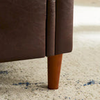 Banc de rangement ottoman avec accoudoirs roulés et capitonnage à boutons