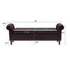 Banc de rangement ottoman avec accoudoirs roulés et capitonnage à boutons