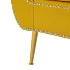 Banc de rangement ottoman avec accoudoirs roulés et capitonnage à boutons