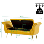 Banc de rangement ottoman avec accoudoirs roulés et capitonnage à boutons