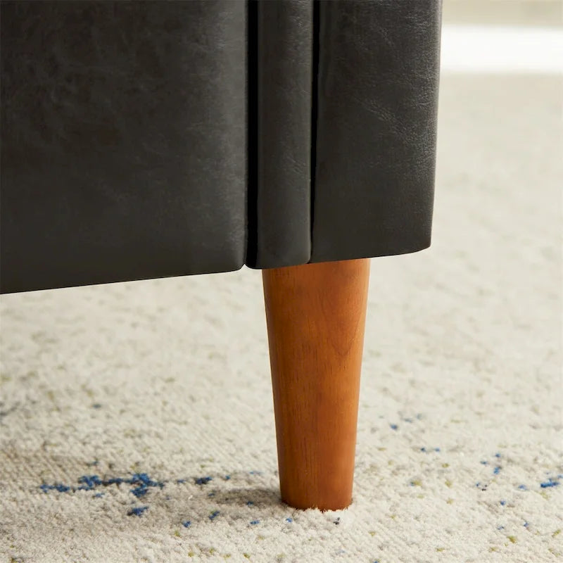 Banc de rangement ottoman avec accoudoirs roulés et capitonnage à boutons