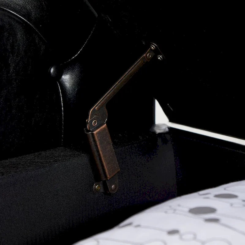 Banc de rangement ottoman avec accoudoirs roulés et capitonnage à boutons