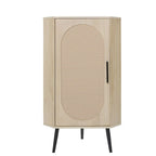 Meuble d'angle avec porte en rotin – Étagère de rangement autoportante pour salon, cuisine, chambre