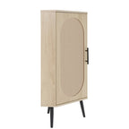 Meuble d'angle avec porte en rotin – Étagère de rangement autoportante pour salon, cuisine, chambre