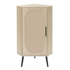 Meuble d'angle avec porte en rotin – Étagère de rangement autoportante pour salon, cuisine, chambre
