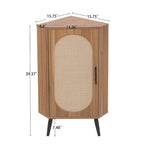 Meuble d'angle avec porte en rotin – Étagère de rangement autoportante pour salon, cuisine, chambre