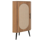 Meuble d'angle avec porte en rotin – Étagère de rangement autoportante pour salon, cuisine, chambre