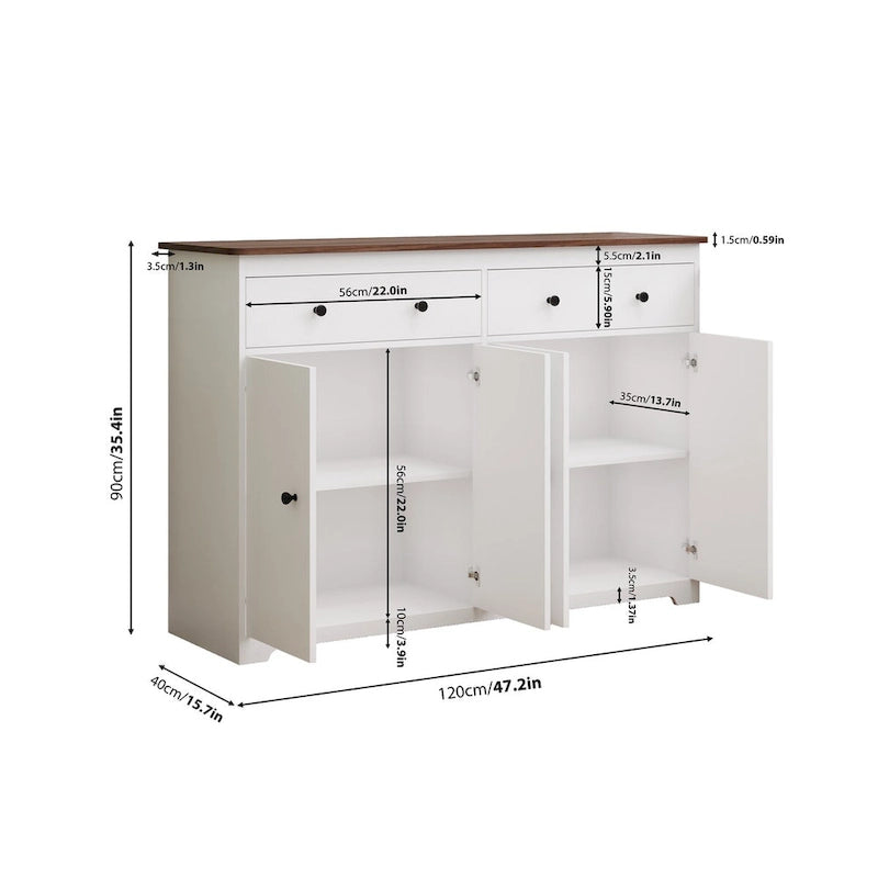 Buffet de rangement avec 2 tiroirs et 4 portes