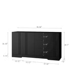 Buffet avec 3 tiroirs et 2 placards, Noir