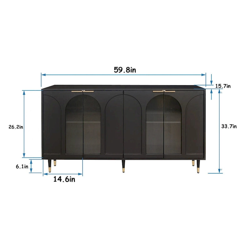 Vitrine 4 portes avec étagères réglables